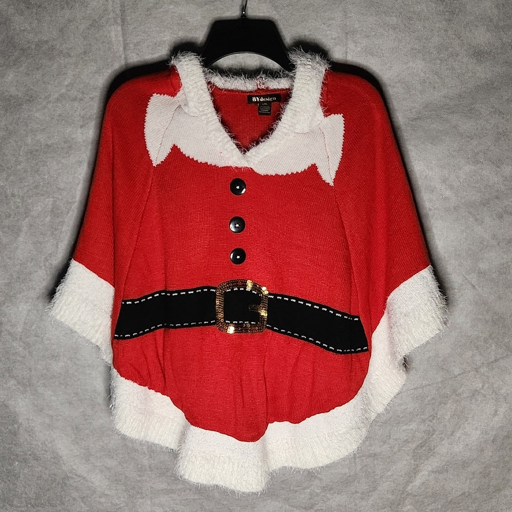 Mrs. Claus Festive Hooded Christmas Poncho